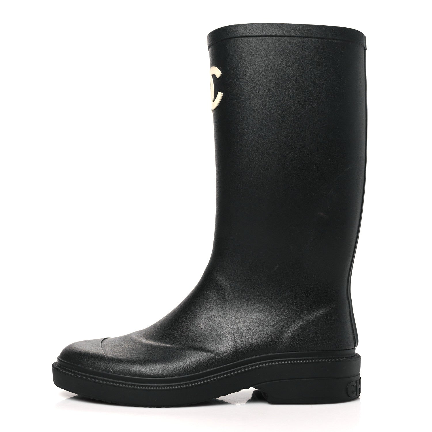 Chanel Caoutchouk CC High Boots 38 Black 1 of 10