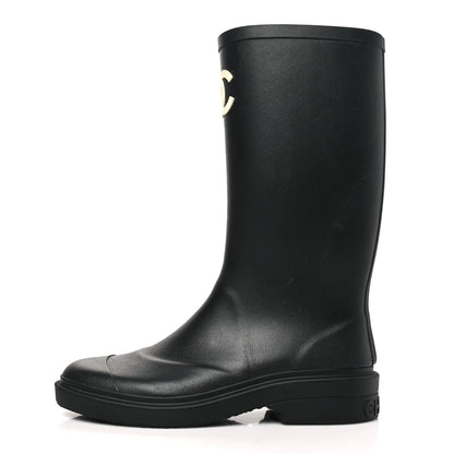 Chanel Caoutchouk CC High Boots 38 Black 1 of 10