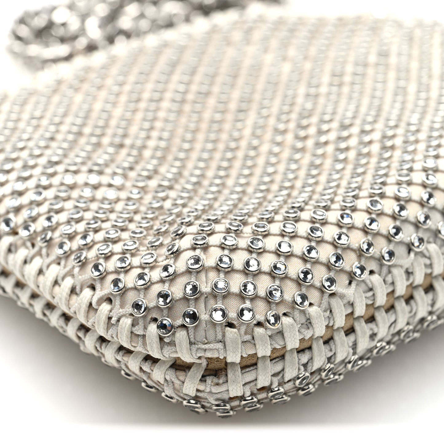 Crystal Mesh Tiny Falabella Crossbody Bag Oyster