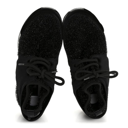 Chanel Stretch Fabric Womens CC Sneakers 37.5 Black 2 of 9
