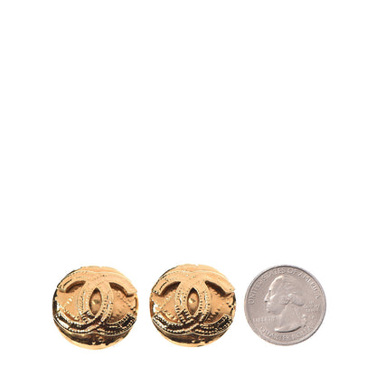 Chanel CC Button Clip On Earrings Gold 2 of 4