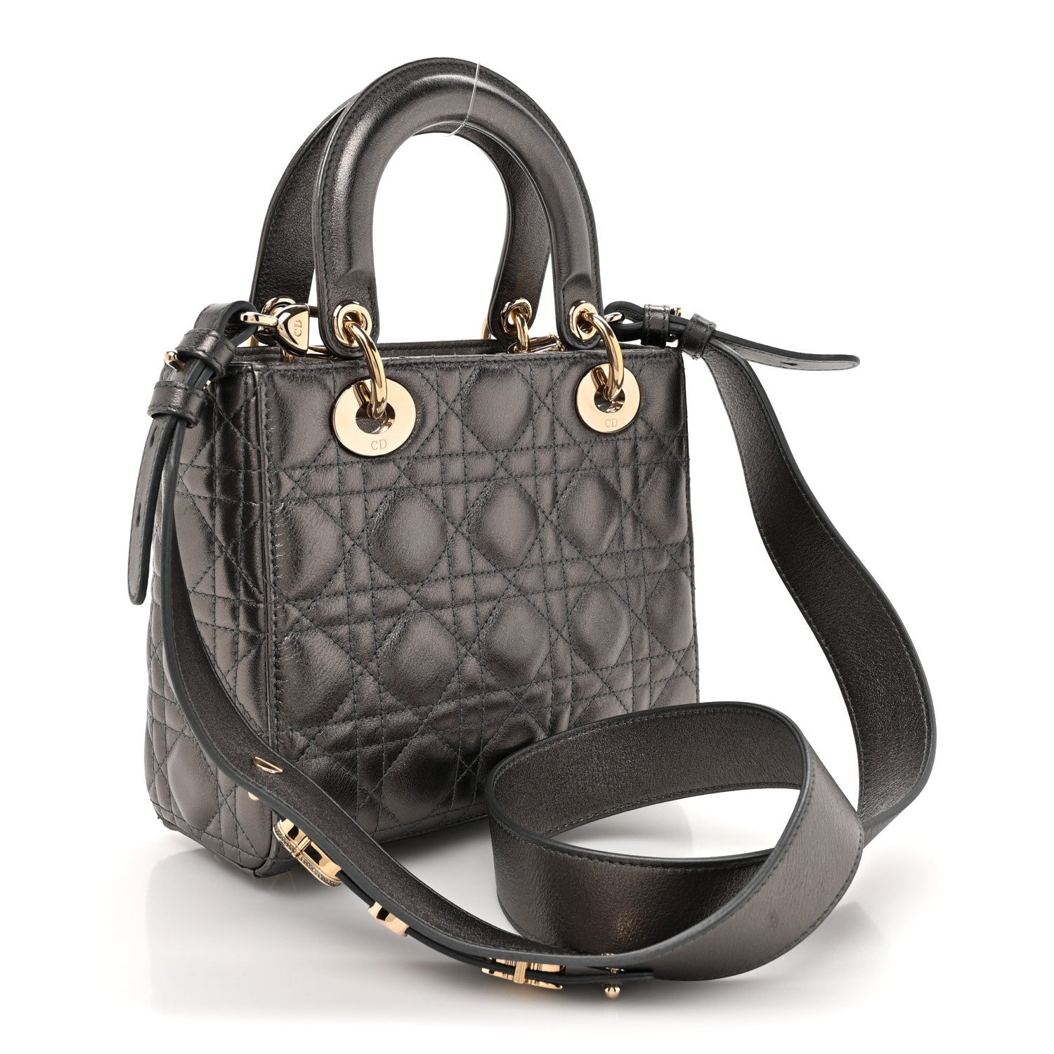 Christian Dior Lambskin Cannage Small My ABCDior Lady Dior Metallic Grey 3 of 11