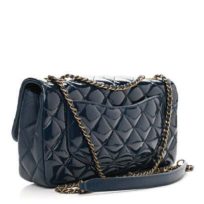 Chanel Patent Goatskin Quilted Medium CC Eyelet Flap Blue 3 of 11