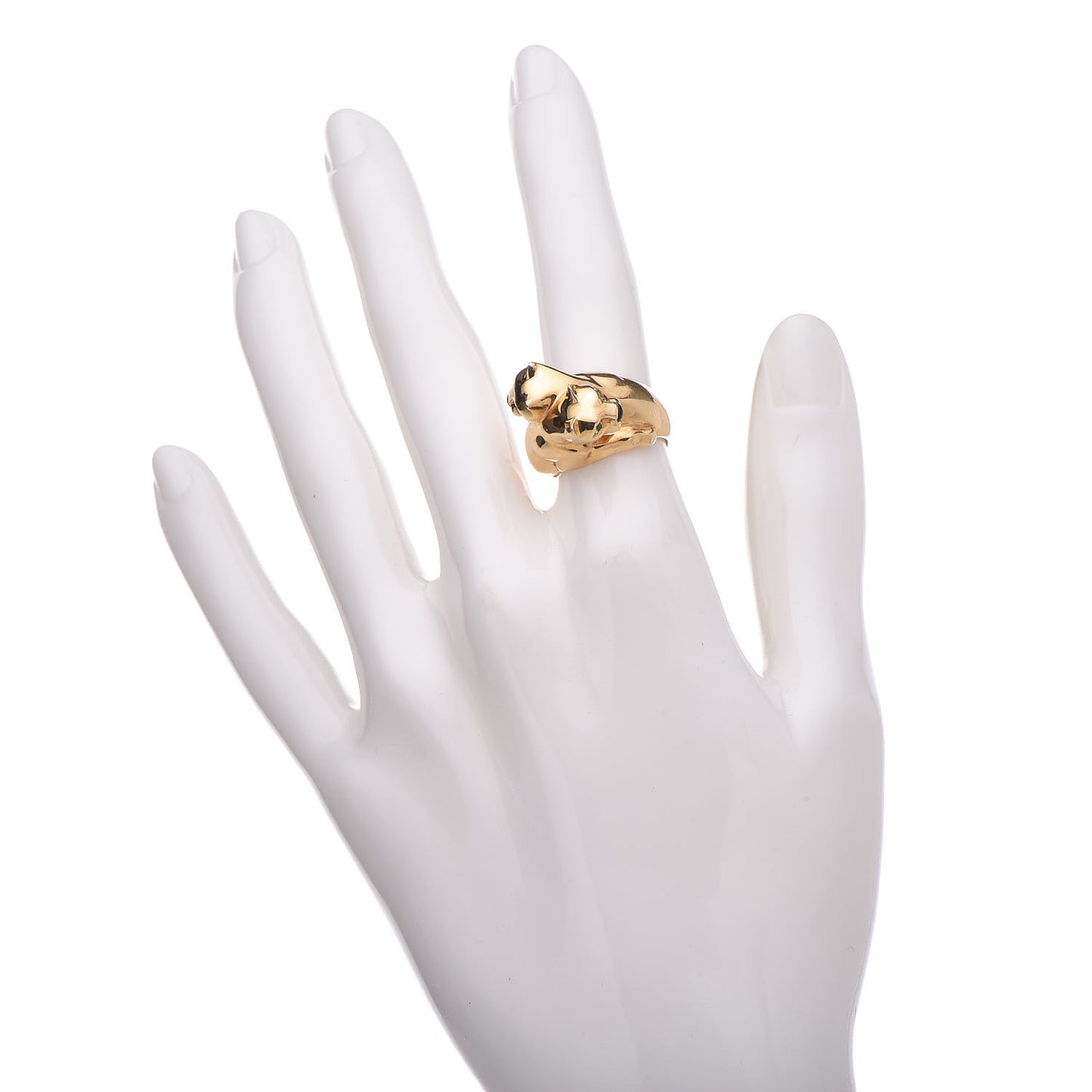 18K Yellow Gold Black Onyx Tsavorite Double Panthere De Cartier Ring 51 5.75