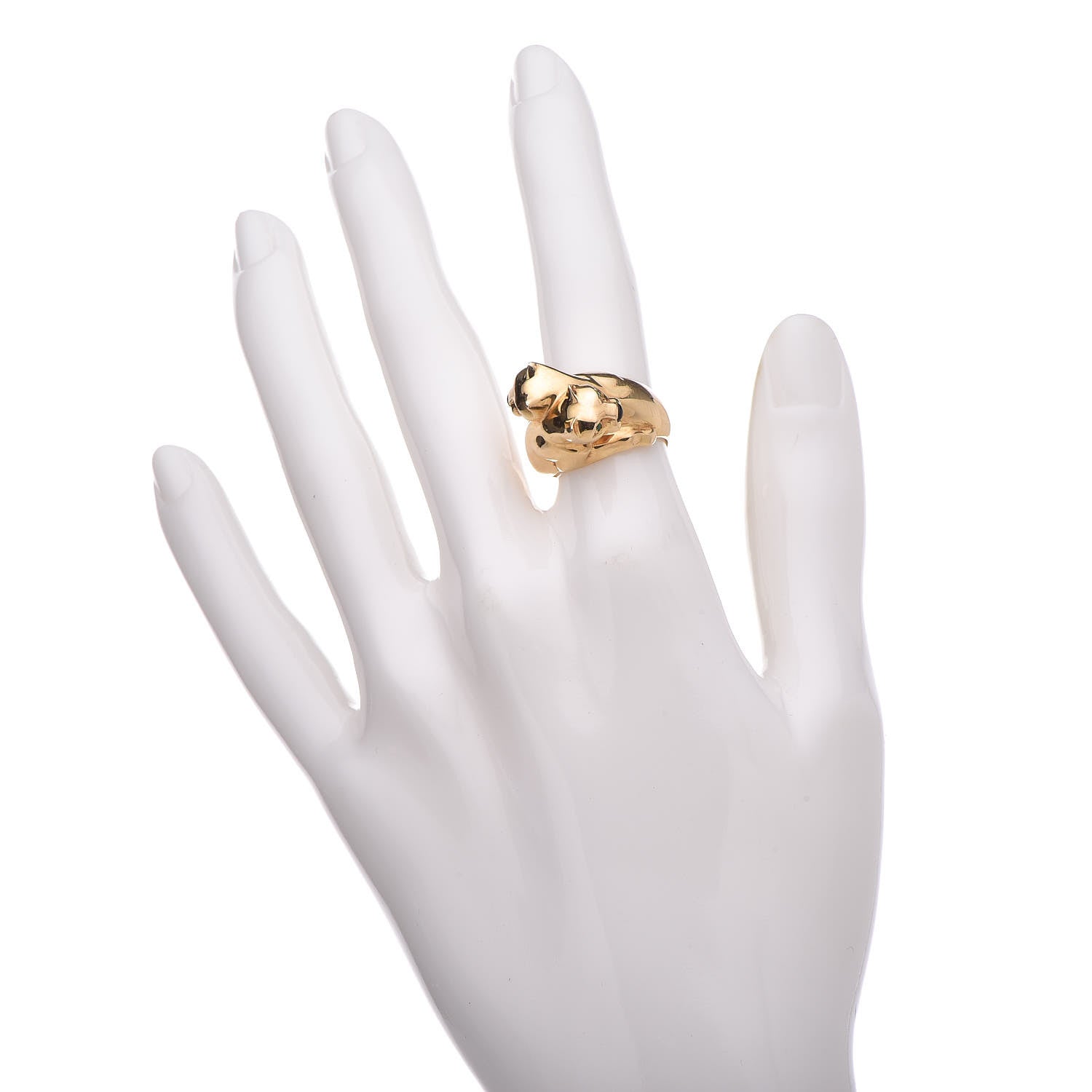 Cartier 18K Yellow Gold Black Onyx Tsavorite Double Panthere De Cartier Ring 51 5.75 2 of 5