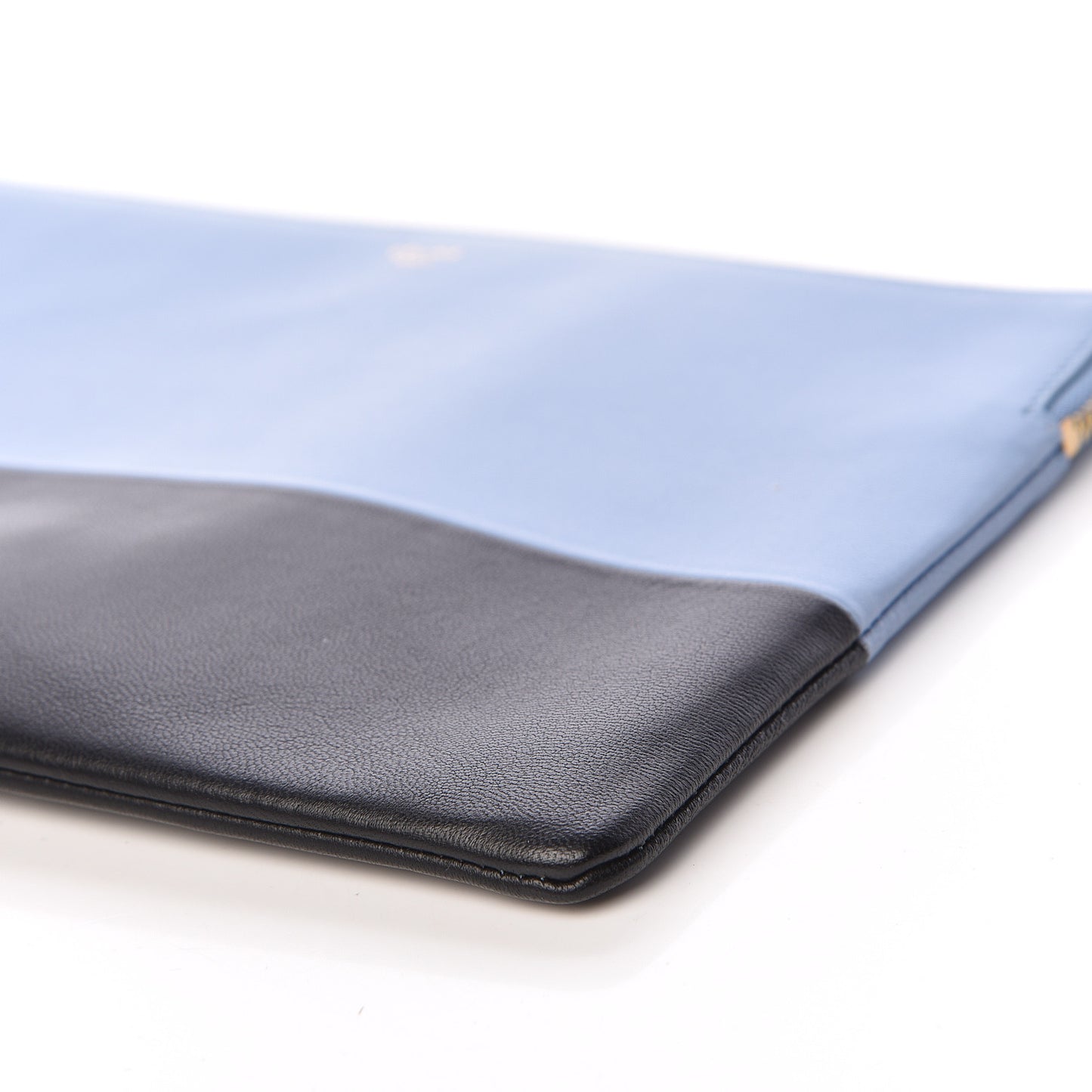 Smooth Lambskin Bi-Color Solo Clutch Pouch Blue Black