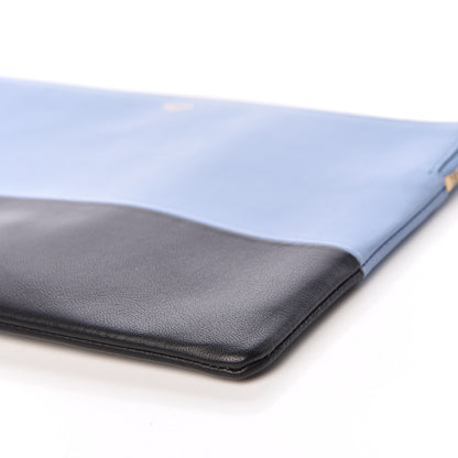 Celine Smooth Lambskin Bi-Color Solo Clutch Pouch Blue Black 10 of 10