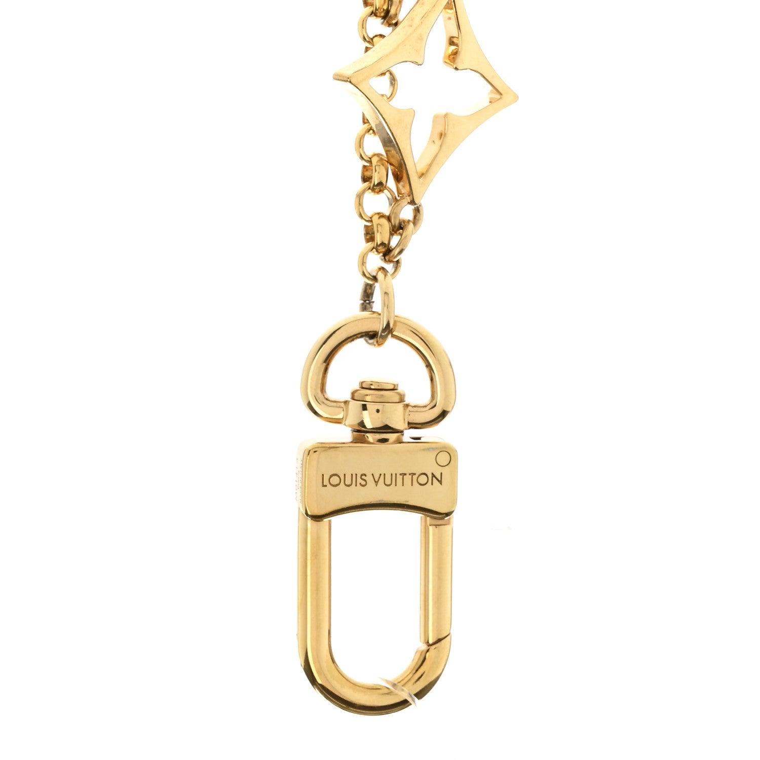 Louis Vuitton Brass Enamel Fleur De Monogram Bag Charm Chain Gold 3 of 4
