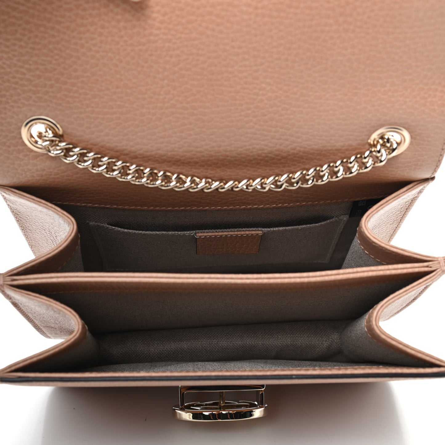 Dollar Calfskin Small Interlocking G Shoulder Bag Camelia