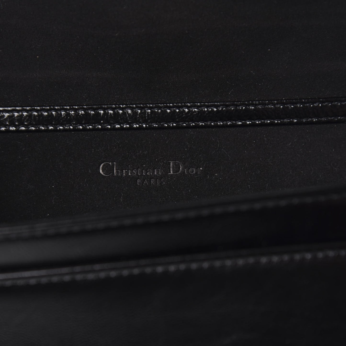 Patent Diorama Wallet on Chain Pouch Black