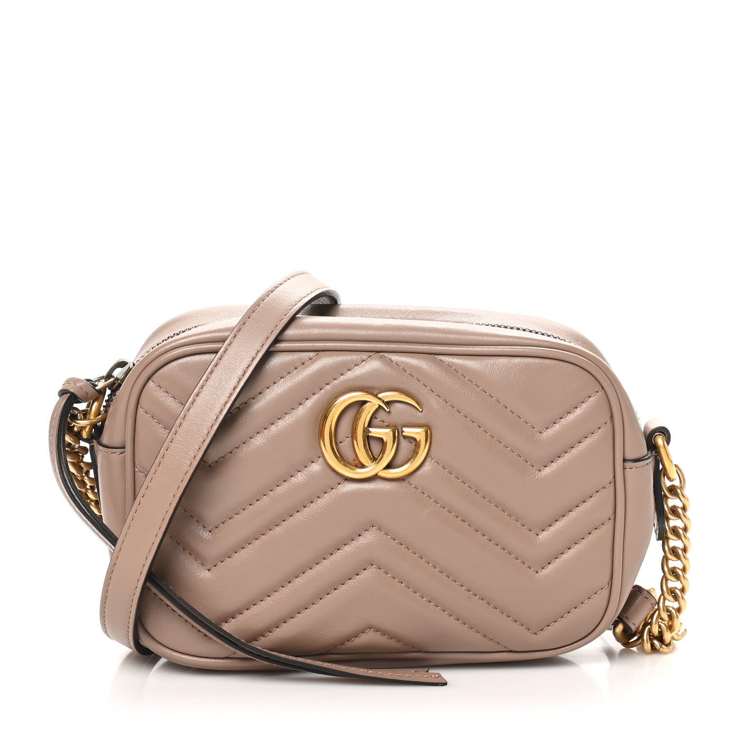 Gucci Calfskin Matelasse Mini GG Marmont Chain Shoulder Bag Porcelain Rose 1 of 10