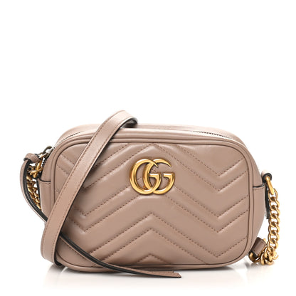 Gucci Calfskin Matelasse Mini GG Marmont Chain Shoulder Bag Porcelain Rose 1 of 10