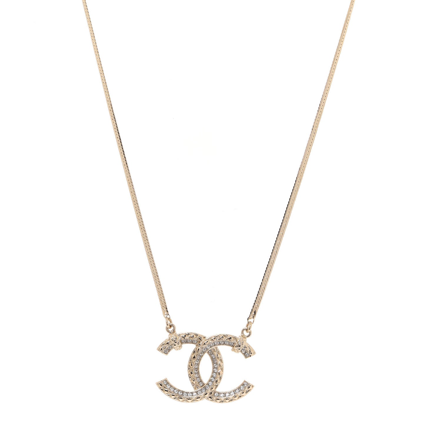 Crystal CC Chain Necklace Gold