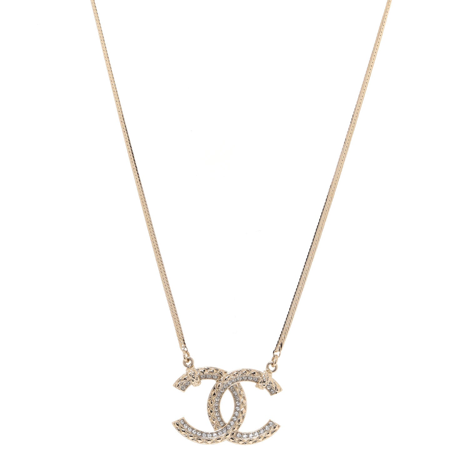 Chanel Crystal CC Chain Necklace Gold 1 of 6
