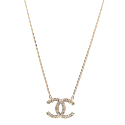 Chanel Crystal CC Chain Necklace Gold 1 of 6