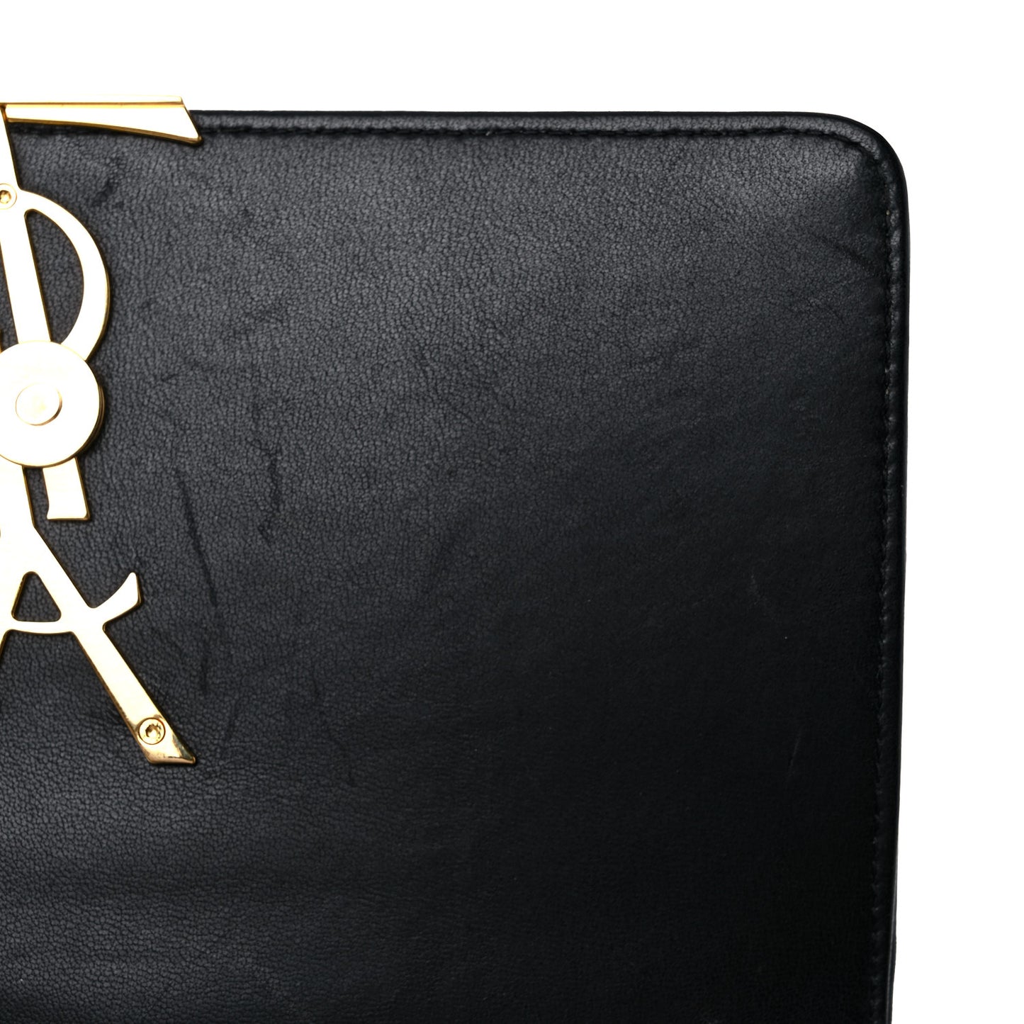 Lambskin Matelasse Monogram Vicky Chain Wallet Black