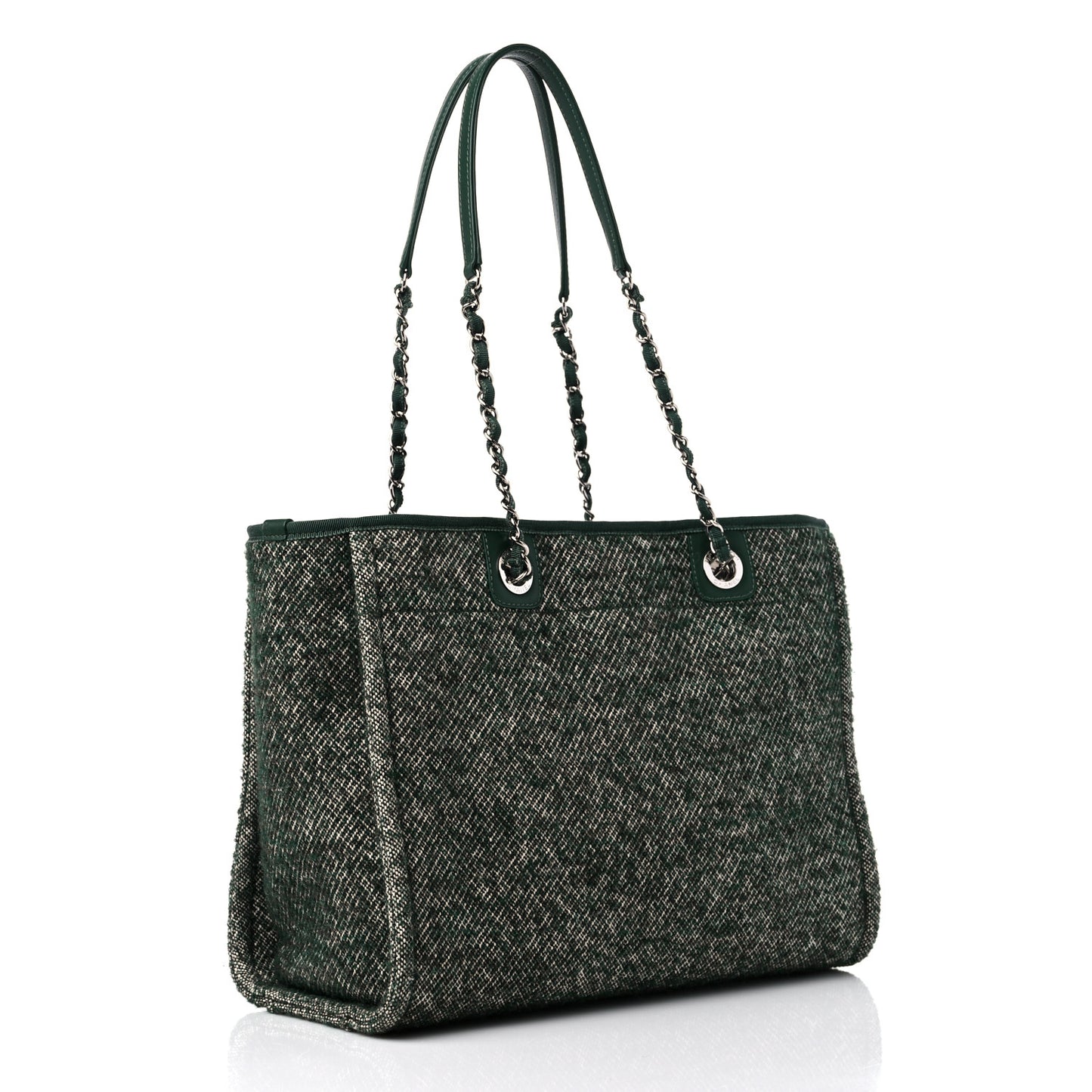 Mixed Fibers Calfskin Small Deauville Tote Green