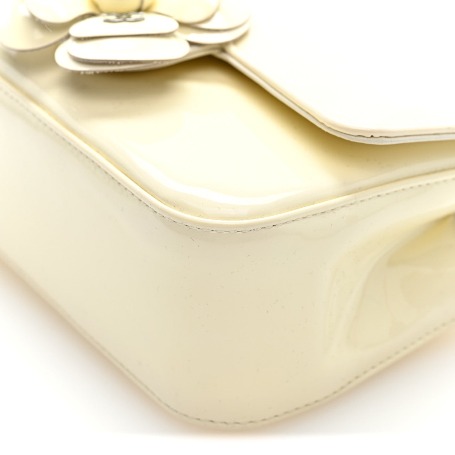 Chanel Patent Calfskin Small Camellia Single Flap White 10 of 10