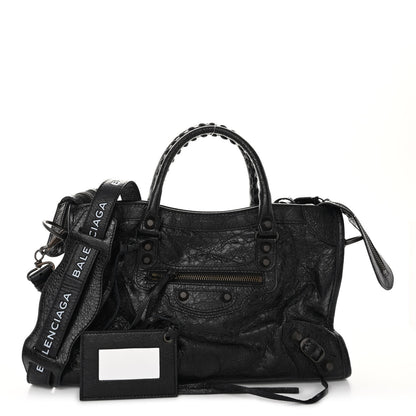 Balenciaga Agneau Classic Hardware S City Logo Strap Black White 1 of 9
