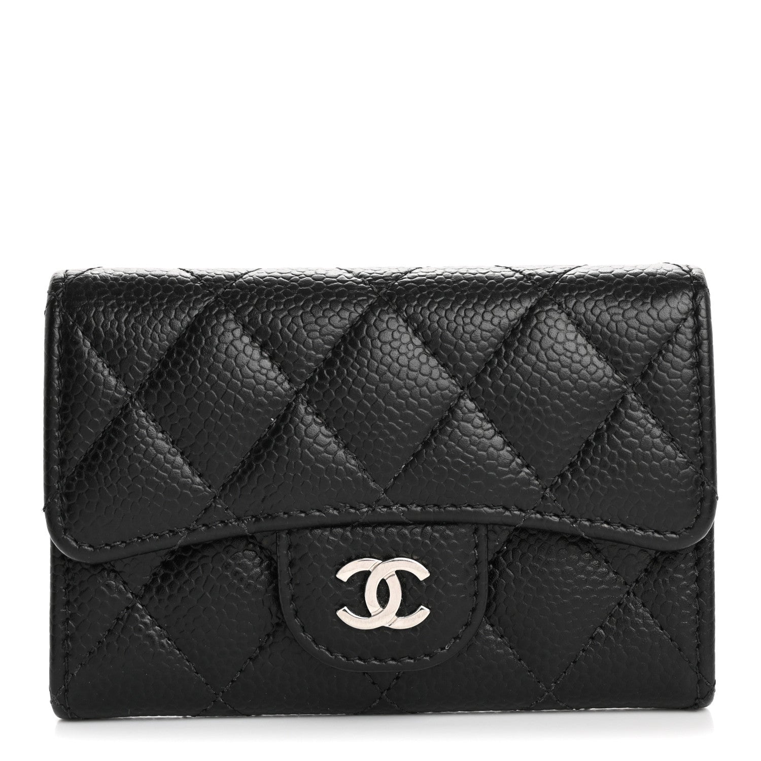Chanel Caviar Quilted Flap Card Holder Wallet Black 1 of 10