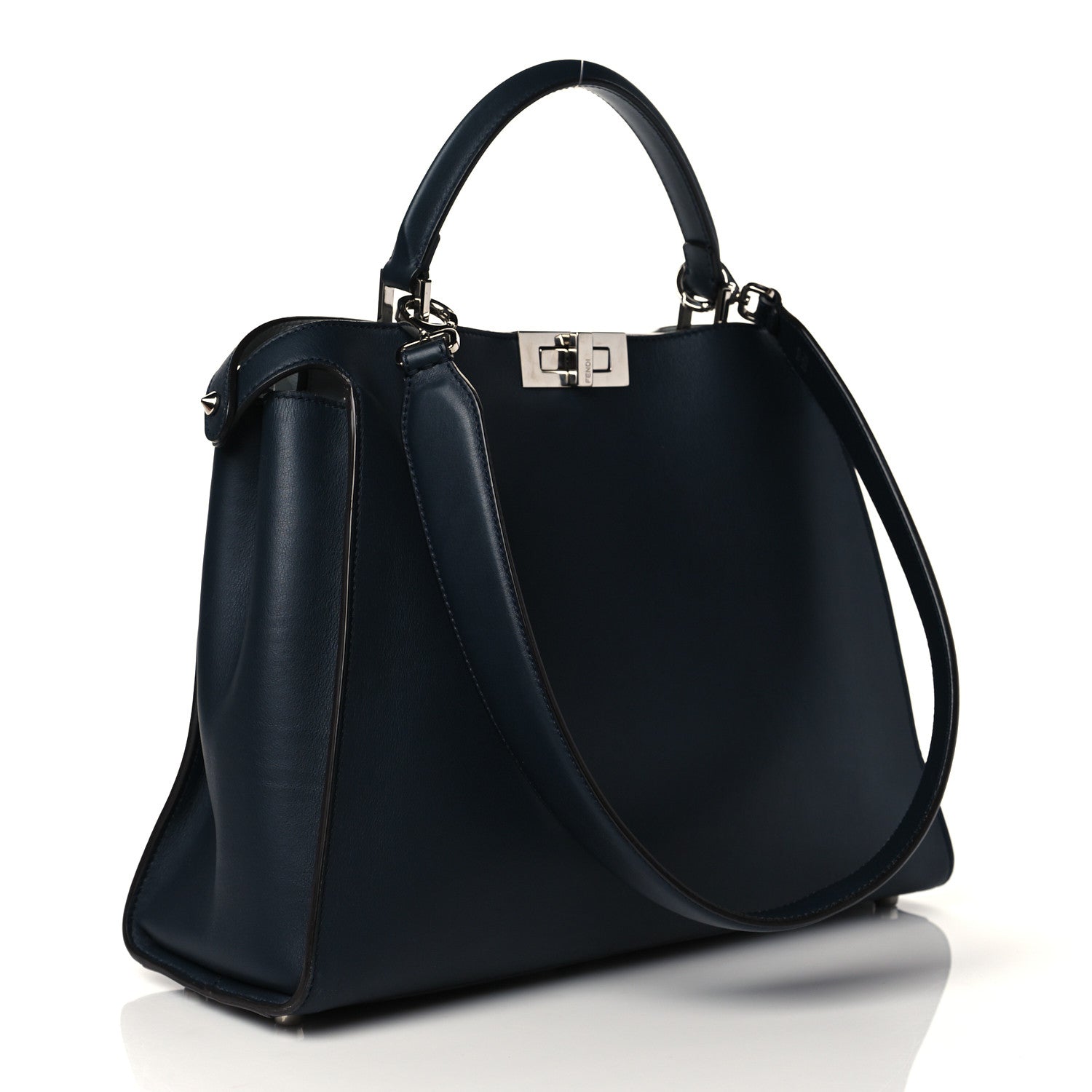 Fendi Vitello Tahiti Burro Large Peekaboo Iconic Essentially Satchel Blue Notte Grigio Perla 3 of 12