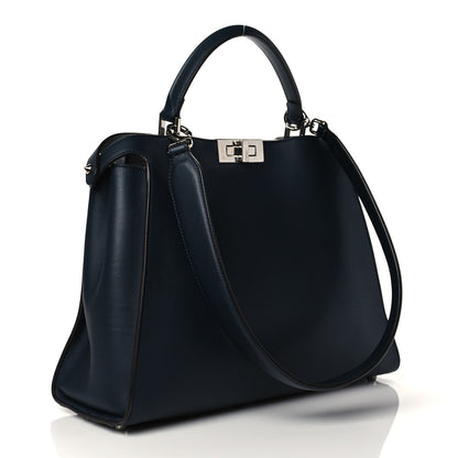 Fendi Vitello Tahiti Burro Large Peekaboo Iconic Essentially Satchel Blue Notte Grigio Perla 3 of 12