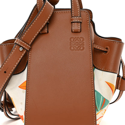 Loewe Calfskin Embroidered Floral Mini Hammock Shoulder Bag Tan White 8 of 10