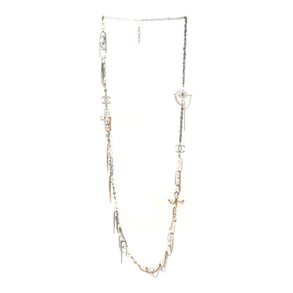 Chanel Pearl Chain CC Necklace Gold Silver 3 of 5