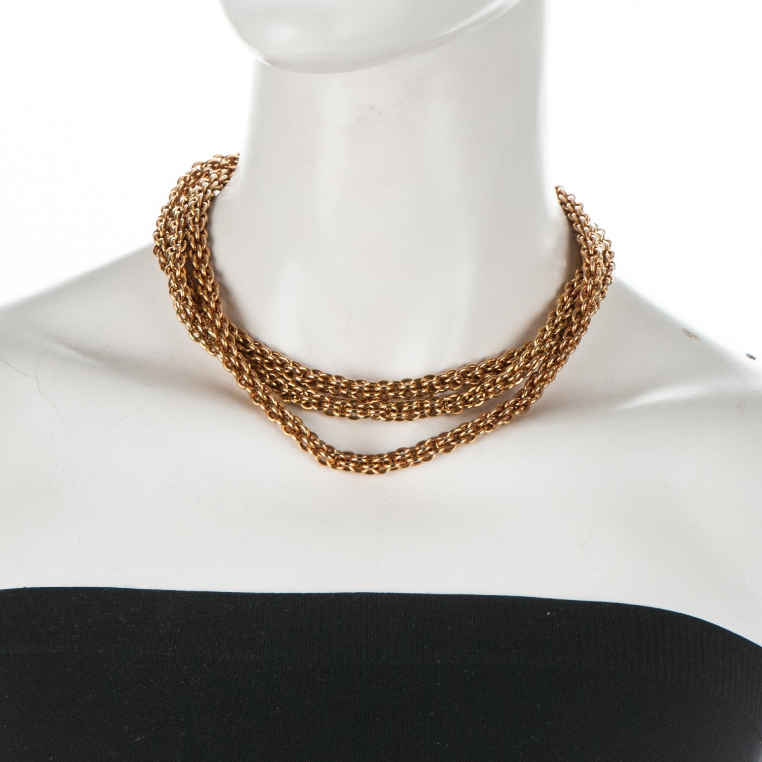 Chanel Multi Strand Chain Short Necklace Gold 2 of 6