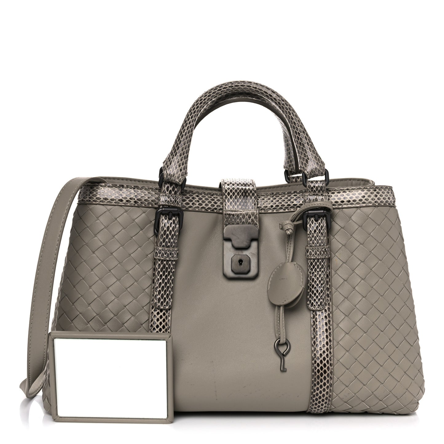 Nappa Intrecciato Snakeskin Small Flow Wave Tote Mink