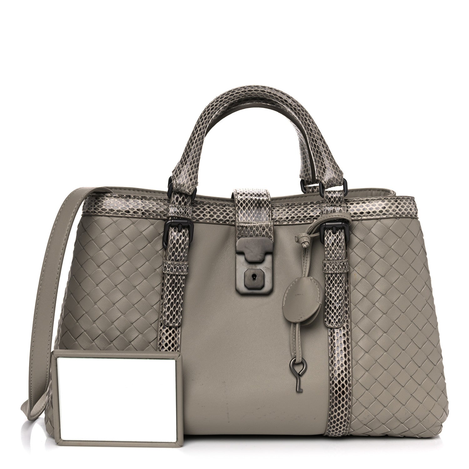 Bottega Veneta Nappa Intrecciato Snakeskin Small Flow Wave Tote Mink 1 of 18