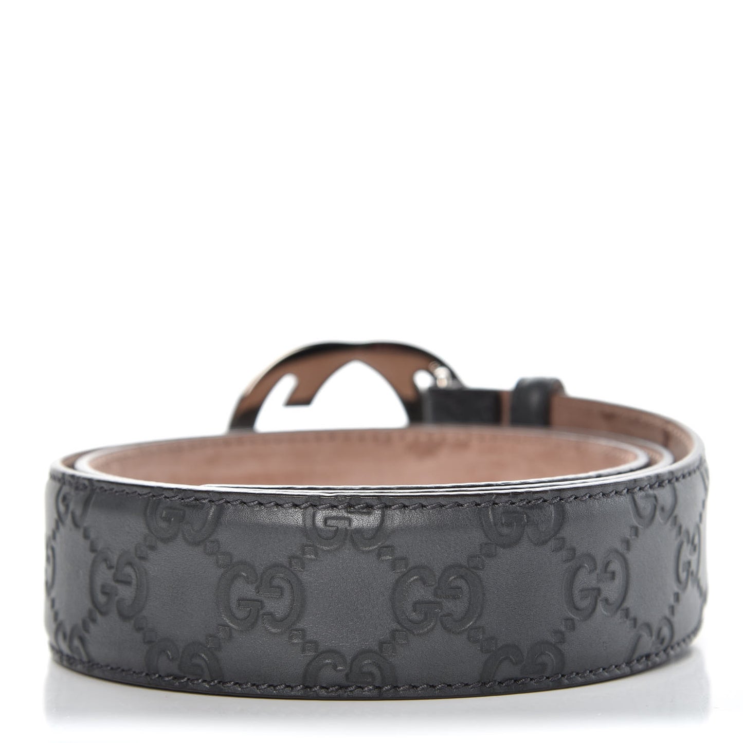 Guccissima Interlocking G Belt 95 38 Dark Grey