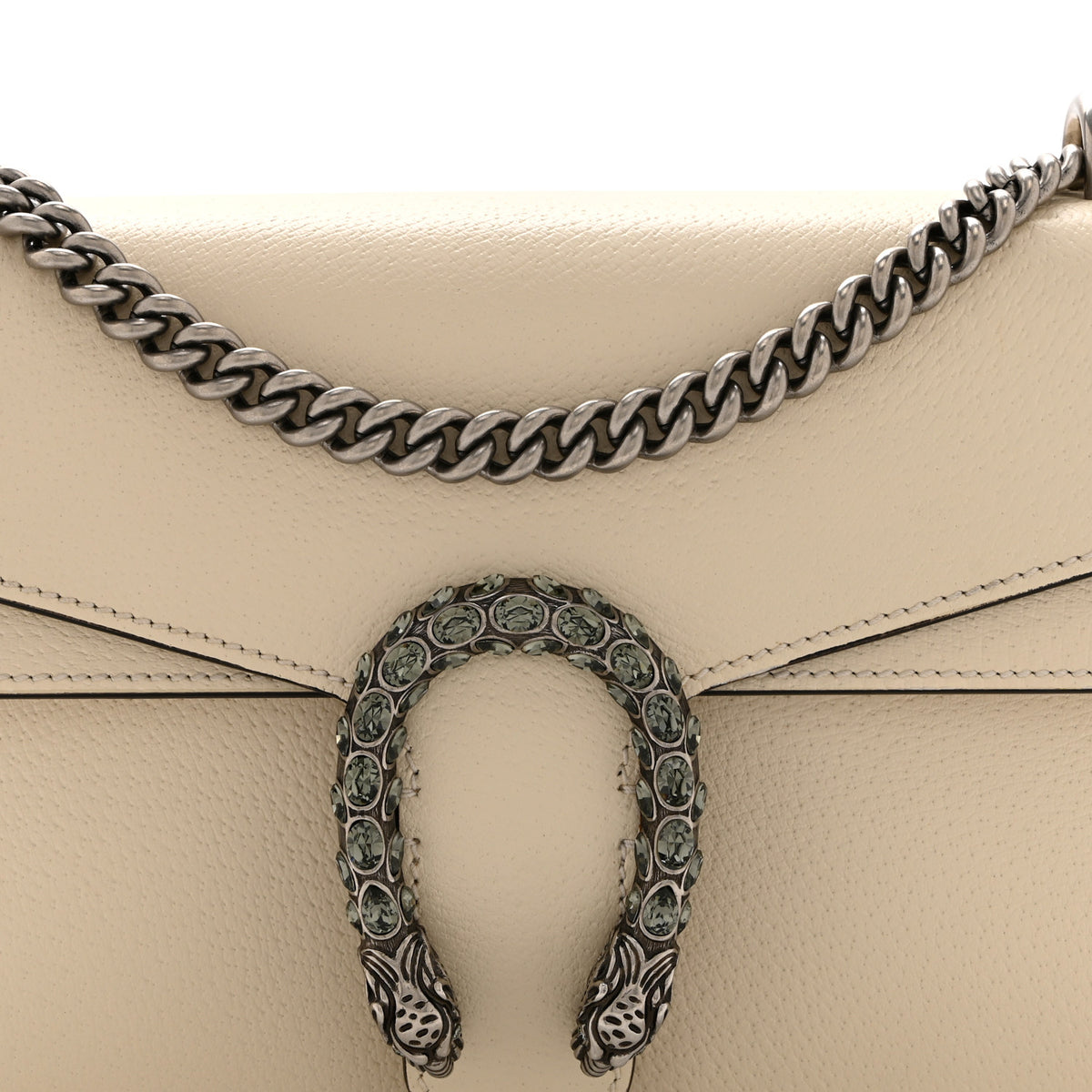 Textured Calfskin Crystal Small Dionysus Shoulder Bag Mystic White