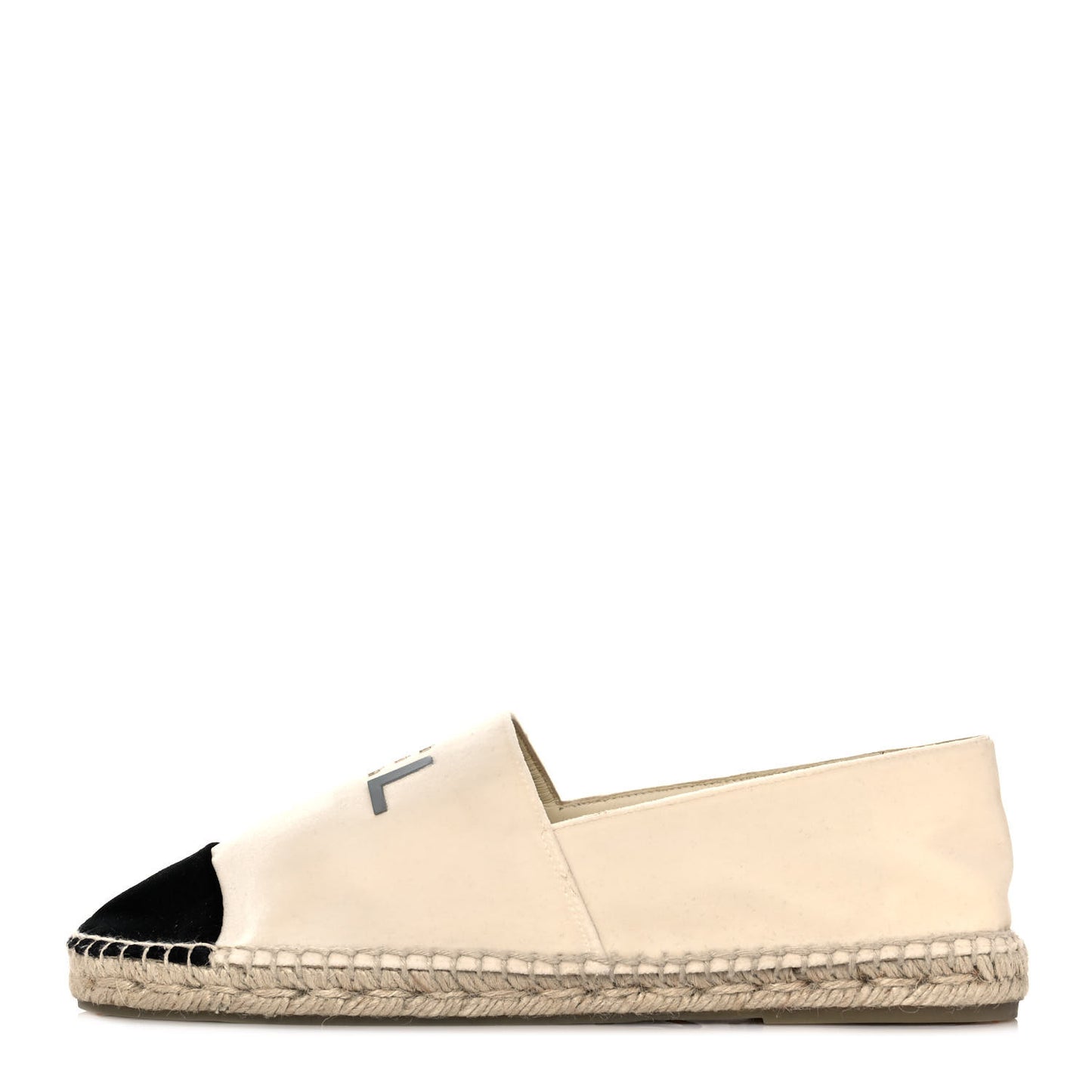 Velvet Logo Espadrilles 42 Ivory Black