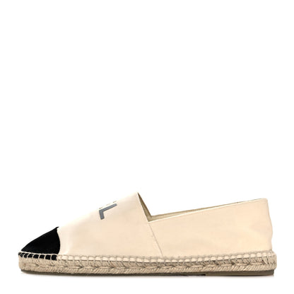 Chanel Velvet Logo Espadrilles 42 Ivory Black 1 of 8