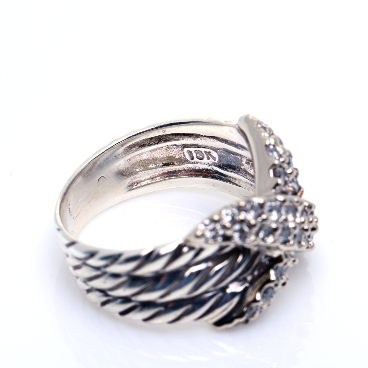 Sterling Silver Diamond 12mm X Crossover Ring 52 6