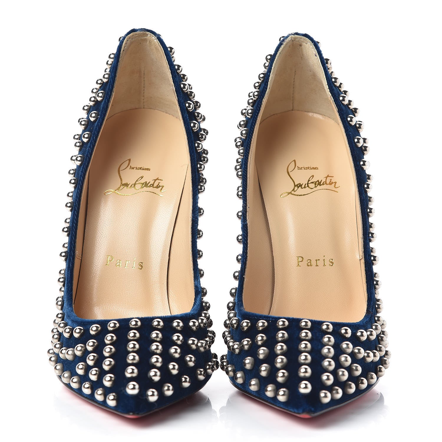 Christian Louboutin Velvet Specchio Billy 120 Spikes Pumps 38 Silver Eclipse 2 of 8