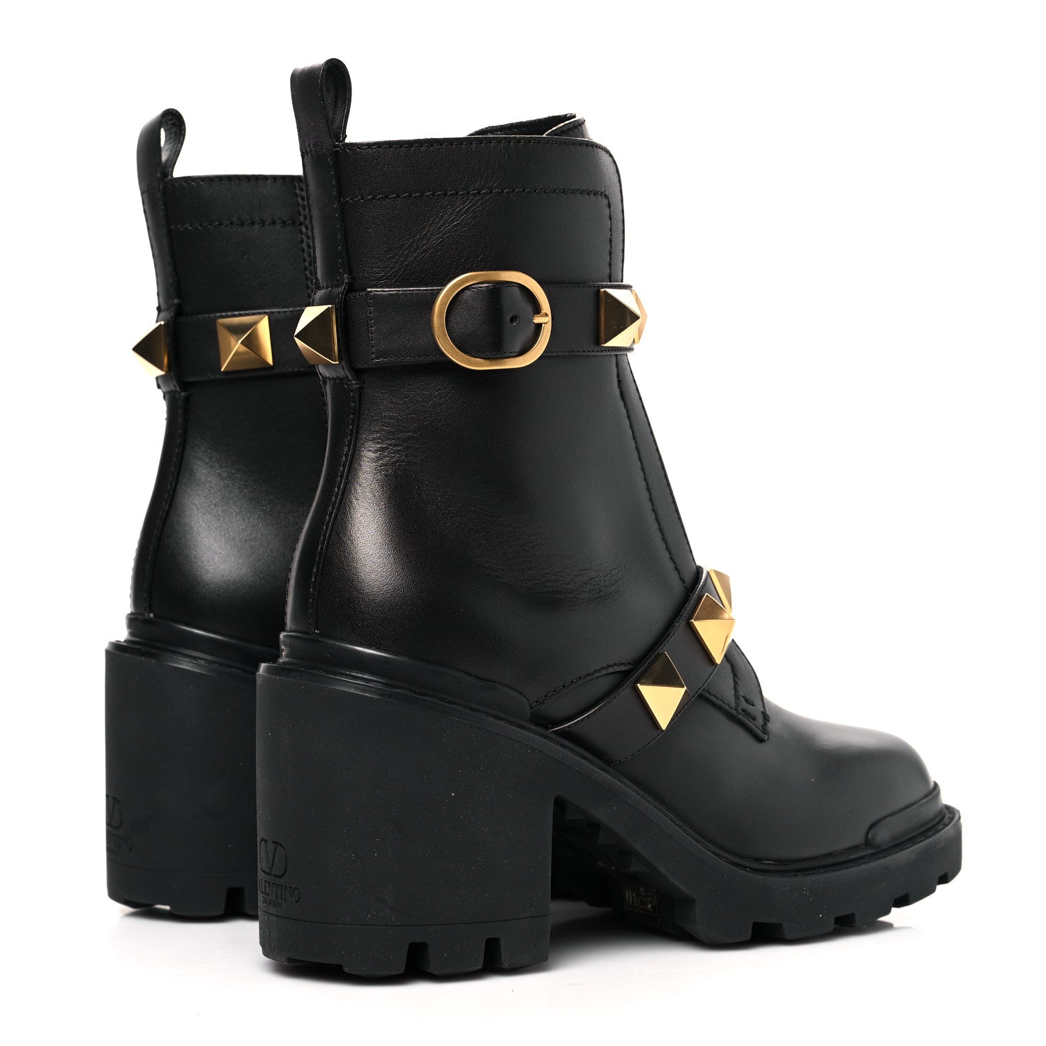 Valentino Garavani Calfskin Roman Stud 20/85mm Combat Boots 39 Black 4 of 6