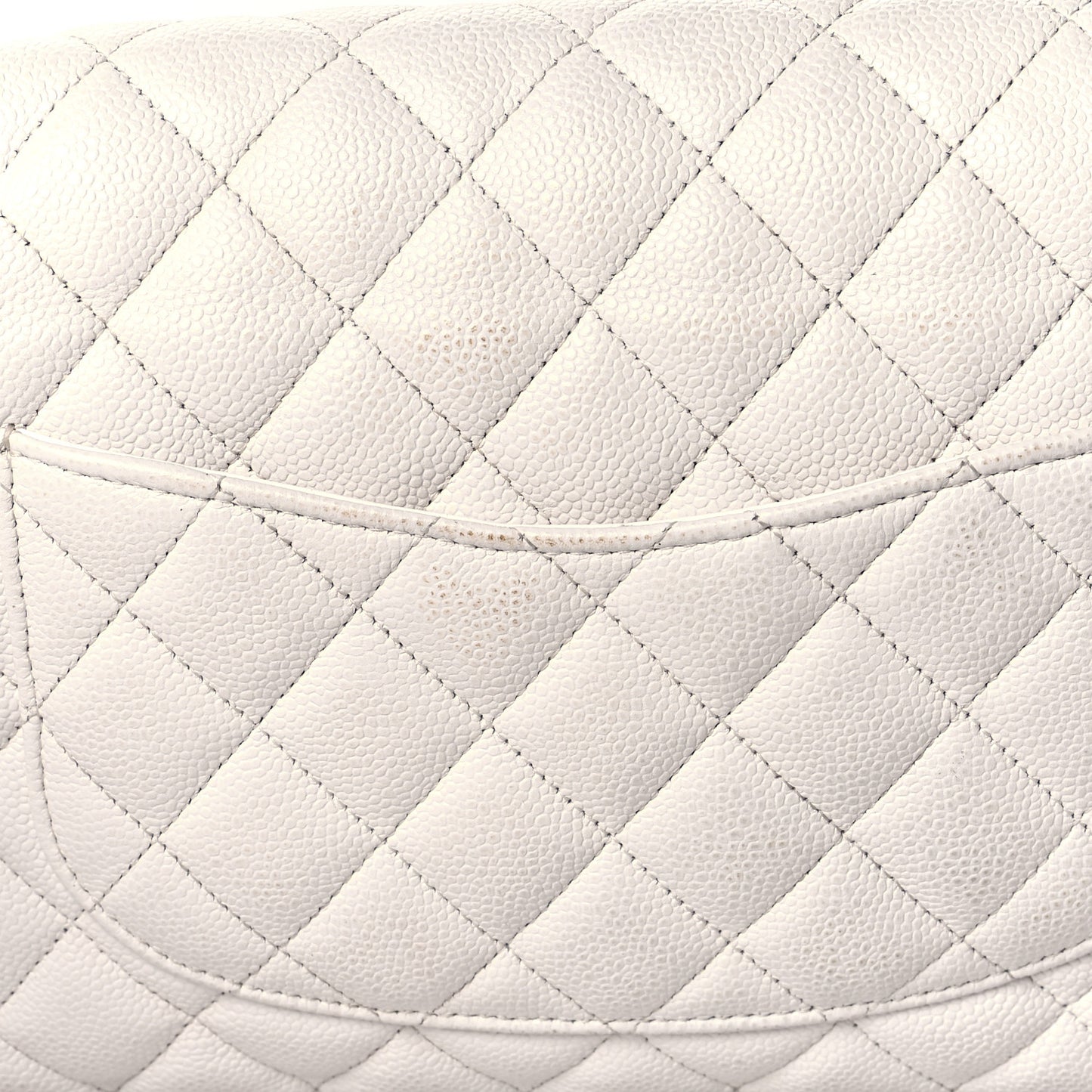 Caviar Quilted Medium Double Flap White