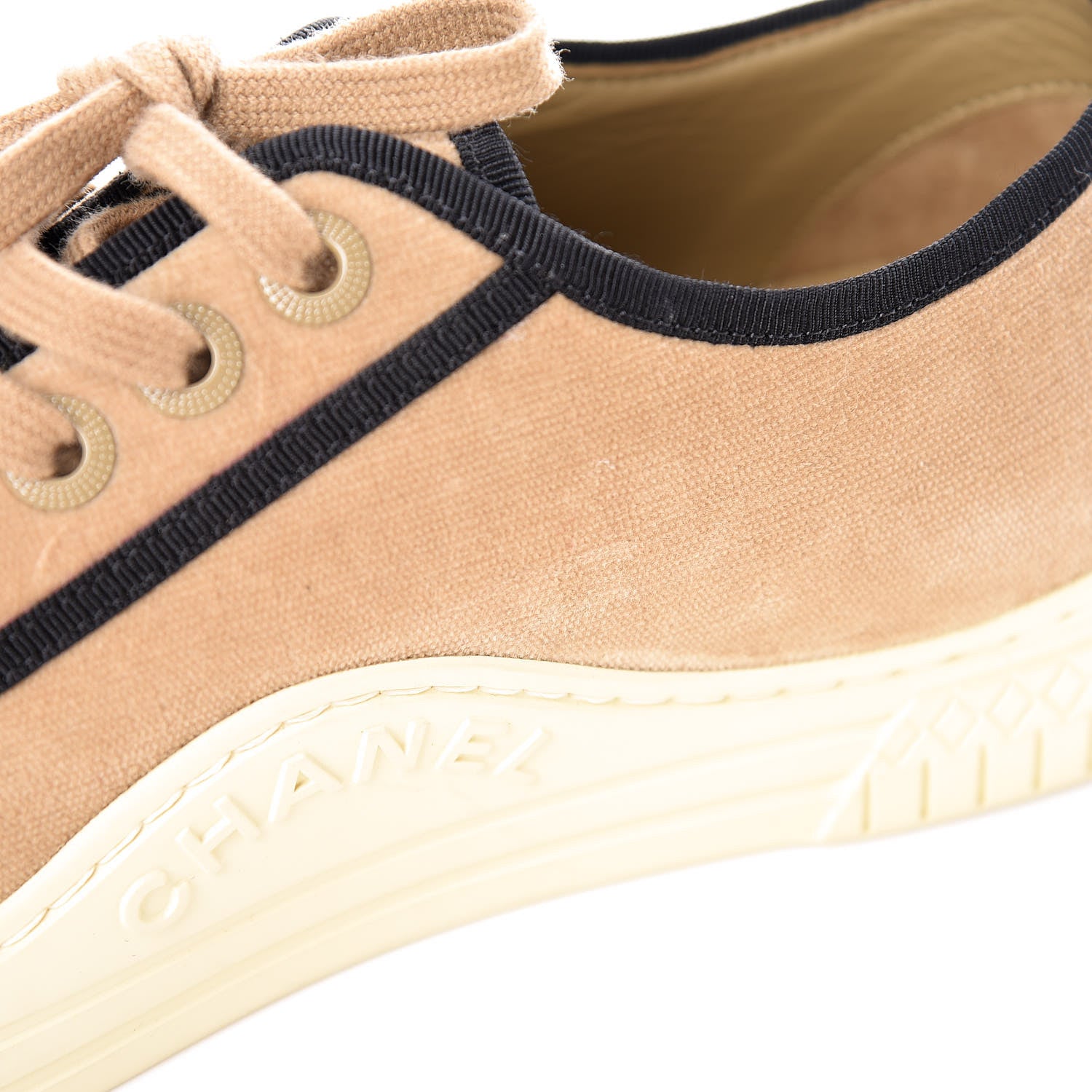 Chanel Crepe Suede Lace Up Espadrilles 38 Beige 13 of 16