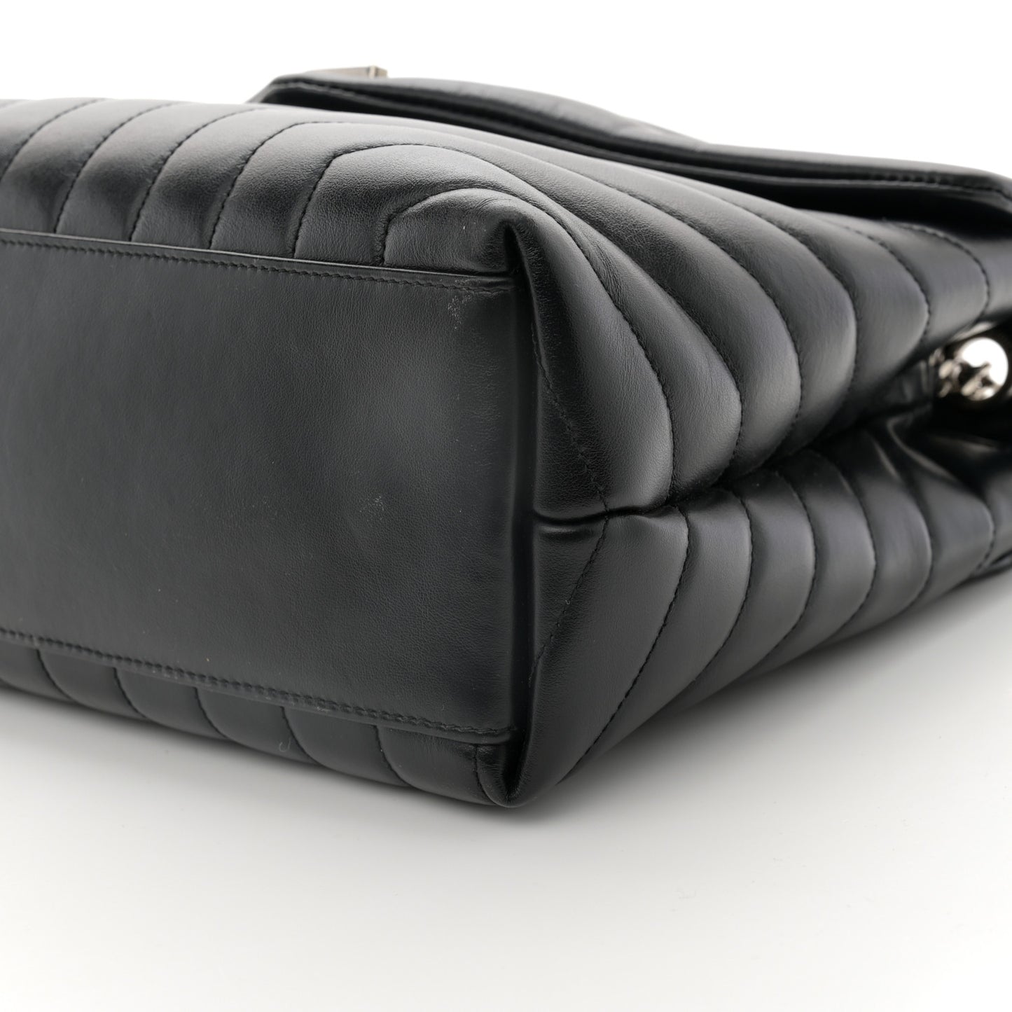 Calfskin Y Quilted Monogram Medium Loulou Chain Satchel Black