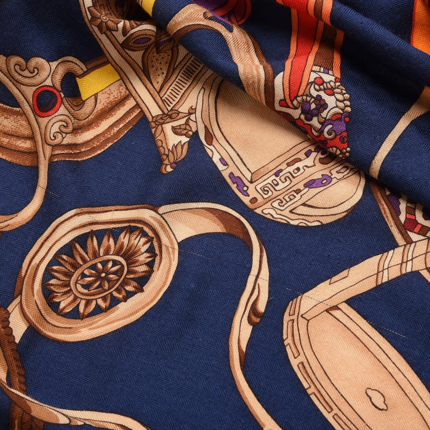 Hermes Cashmere Silk Concours D'Etriers Shawl 140 5 of 7
