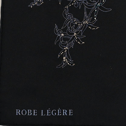Hermes Silk Embroidered Robe Legere Scarf 90 Black Bleu 4 of 4