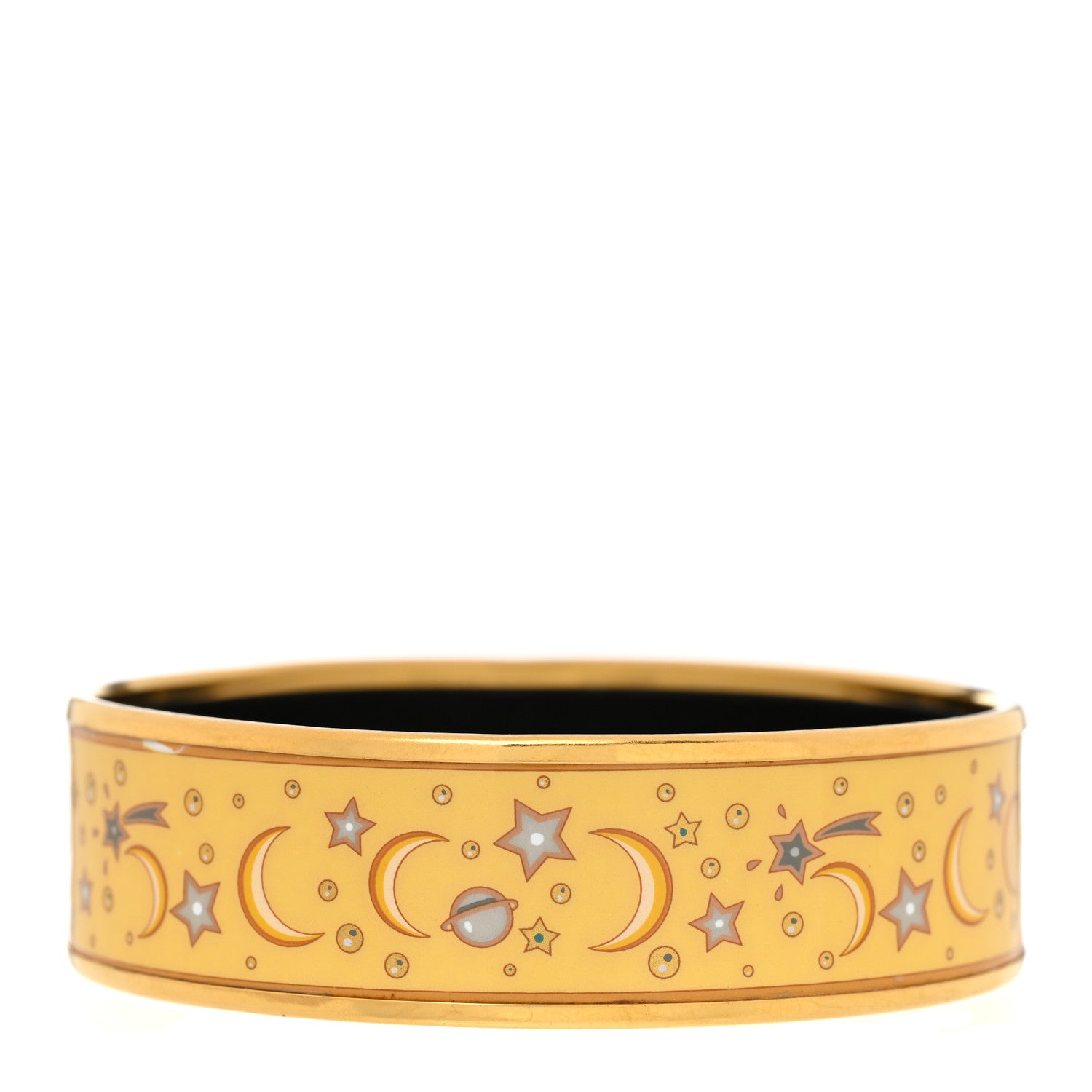 Hermes Enamel Printed Wide Moon Stars Bracelet 70 1 of 6
