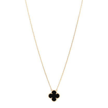 Van Cleef & Arpels 18K Yellow Gold Black Onyx Vintage Alhambra Pendant Necklace 1 of 4