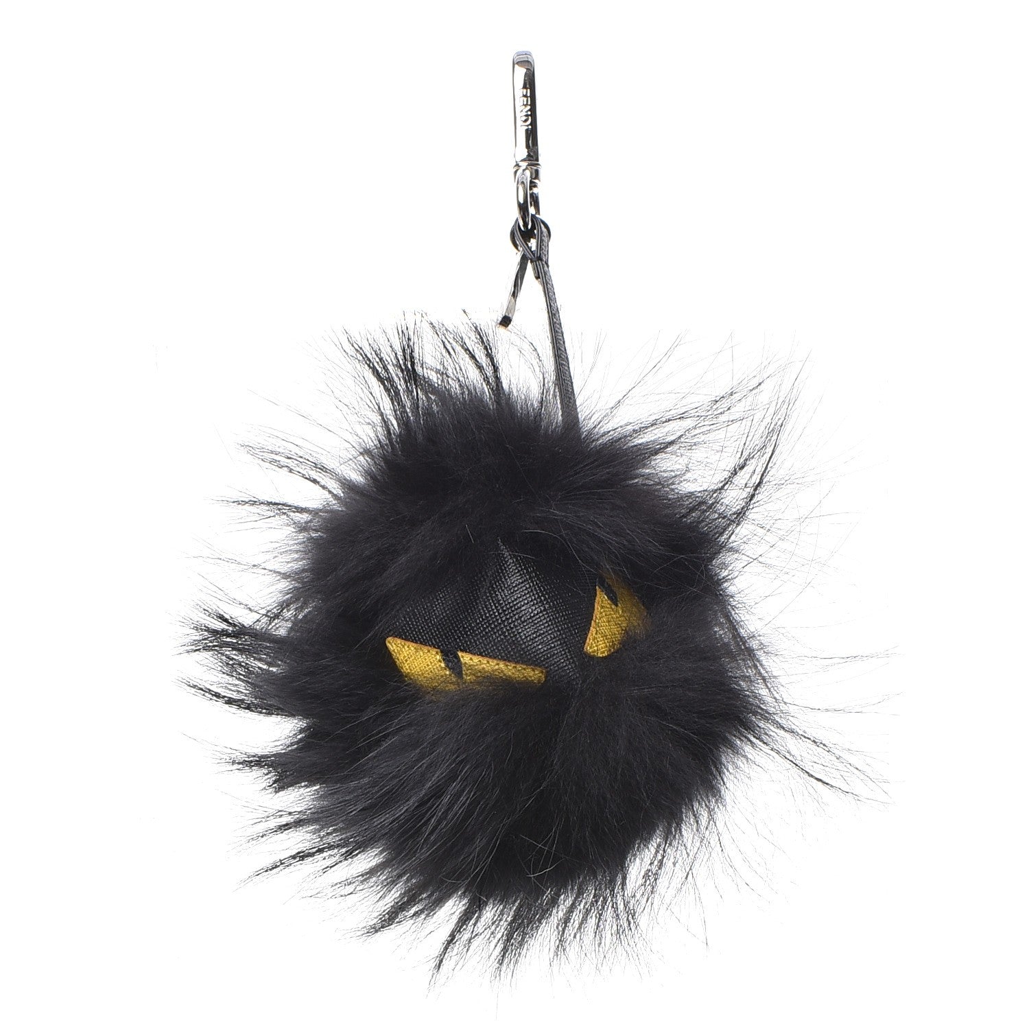 Fendi Vitello Elite Fox Fur Fusto Monster Bag Bug Charm Black Yellow 1 of 6