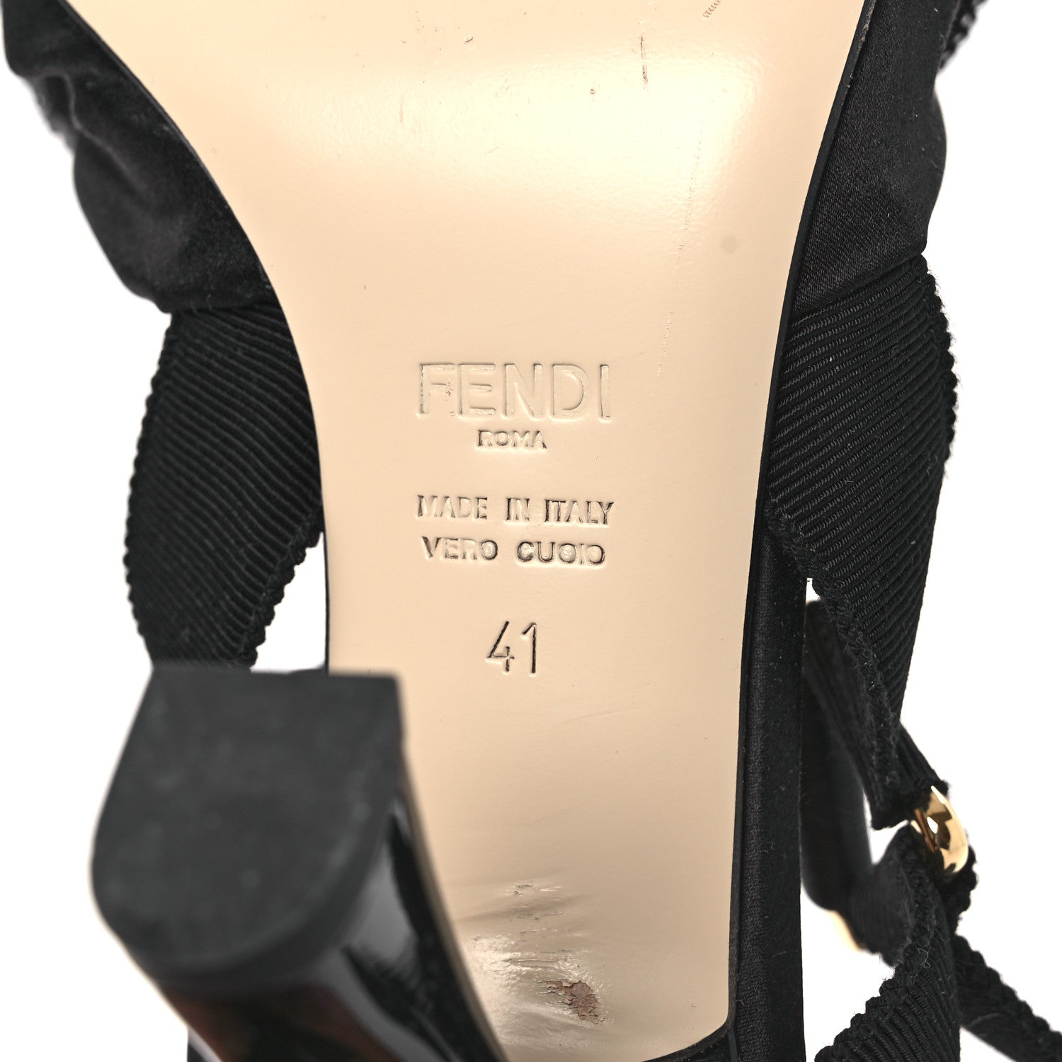 Fendi Satin Sequin Bow 85mm Slingback Pumps 41 Black 8 of 10