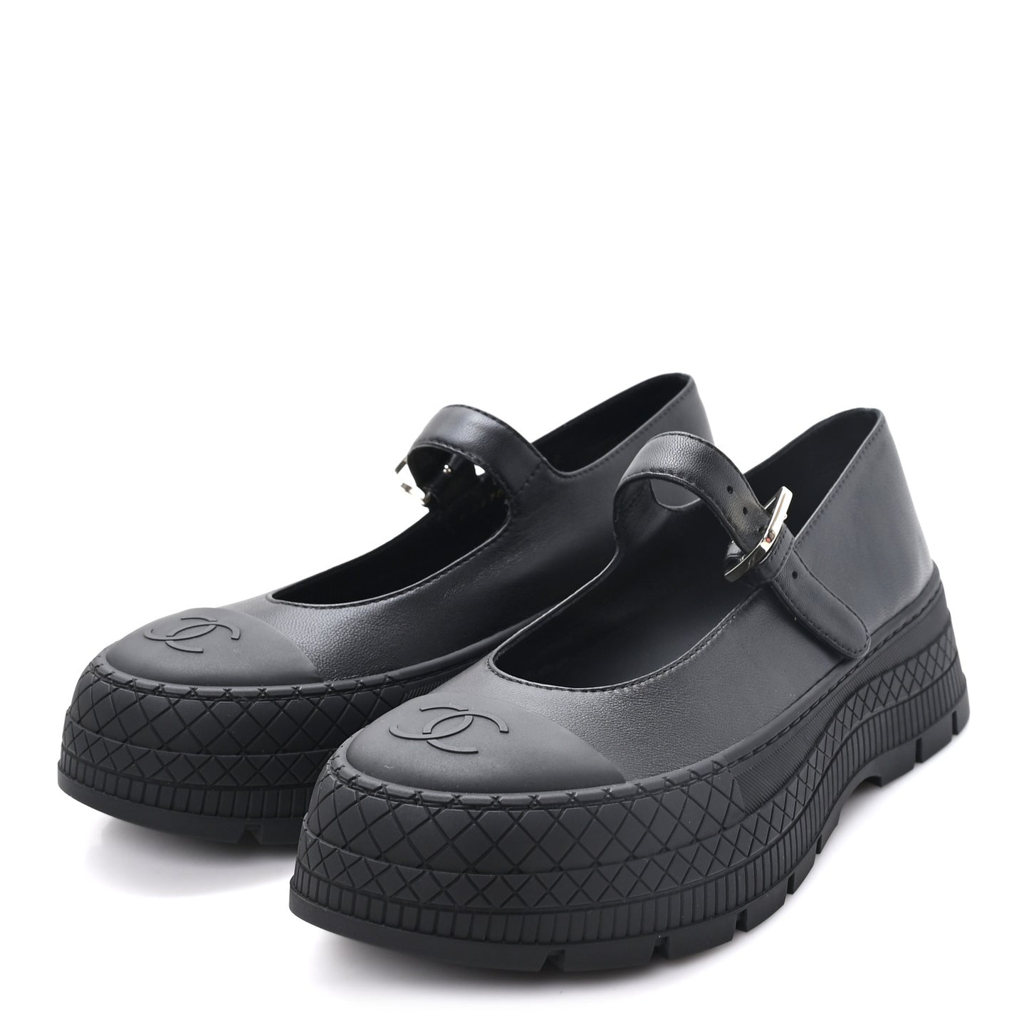 Lambskin Mary Jane Flats 37 Black