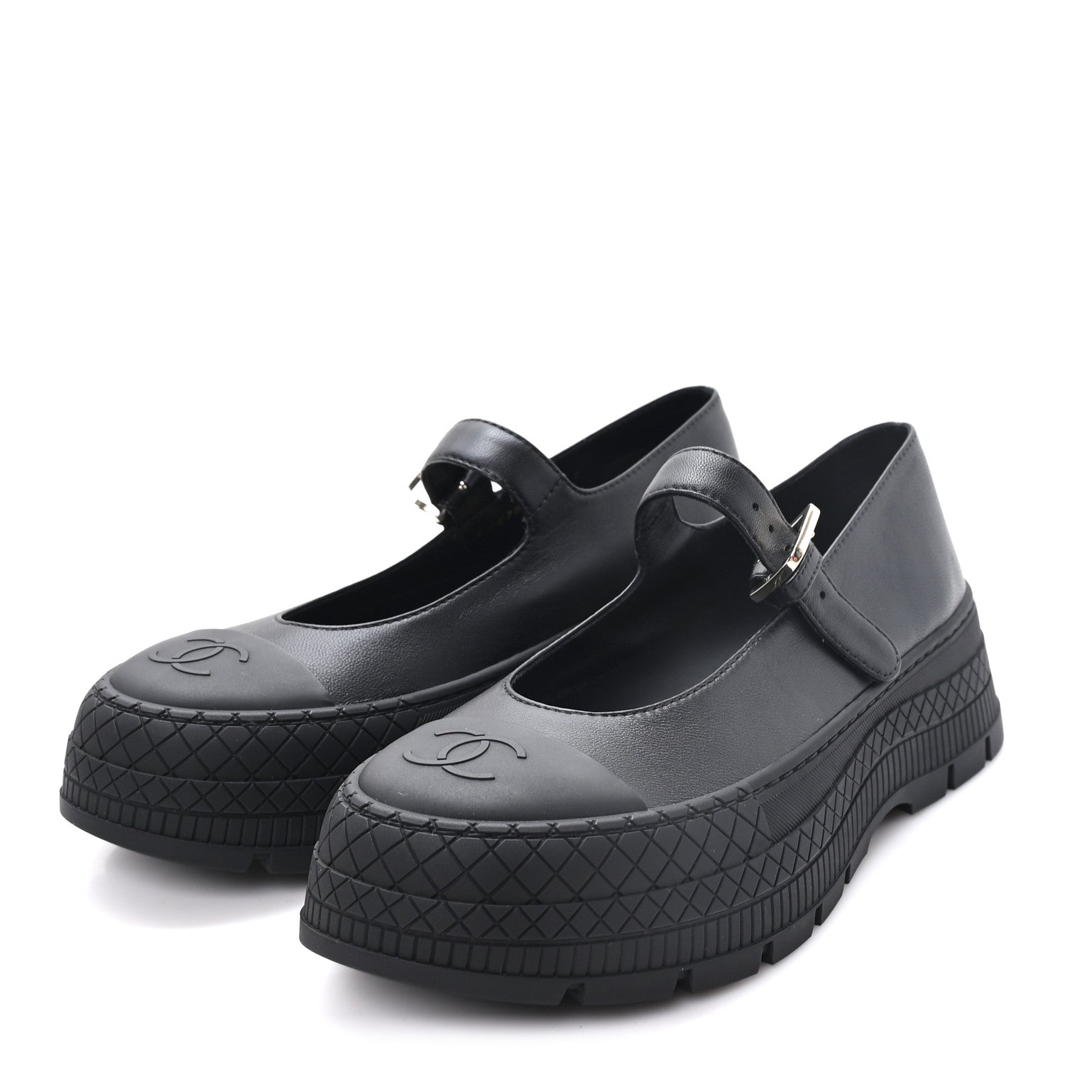 Chanel Lambskin Mary Jane Flats 37 Black 4 of 9