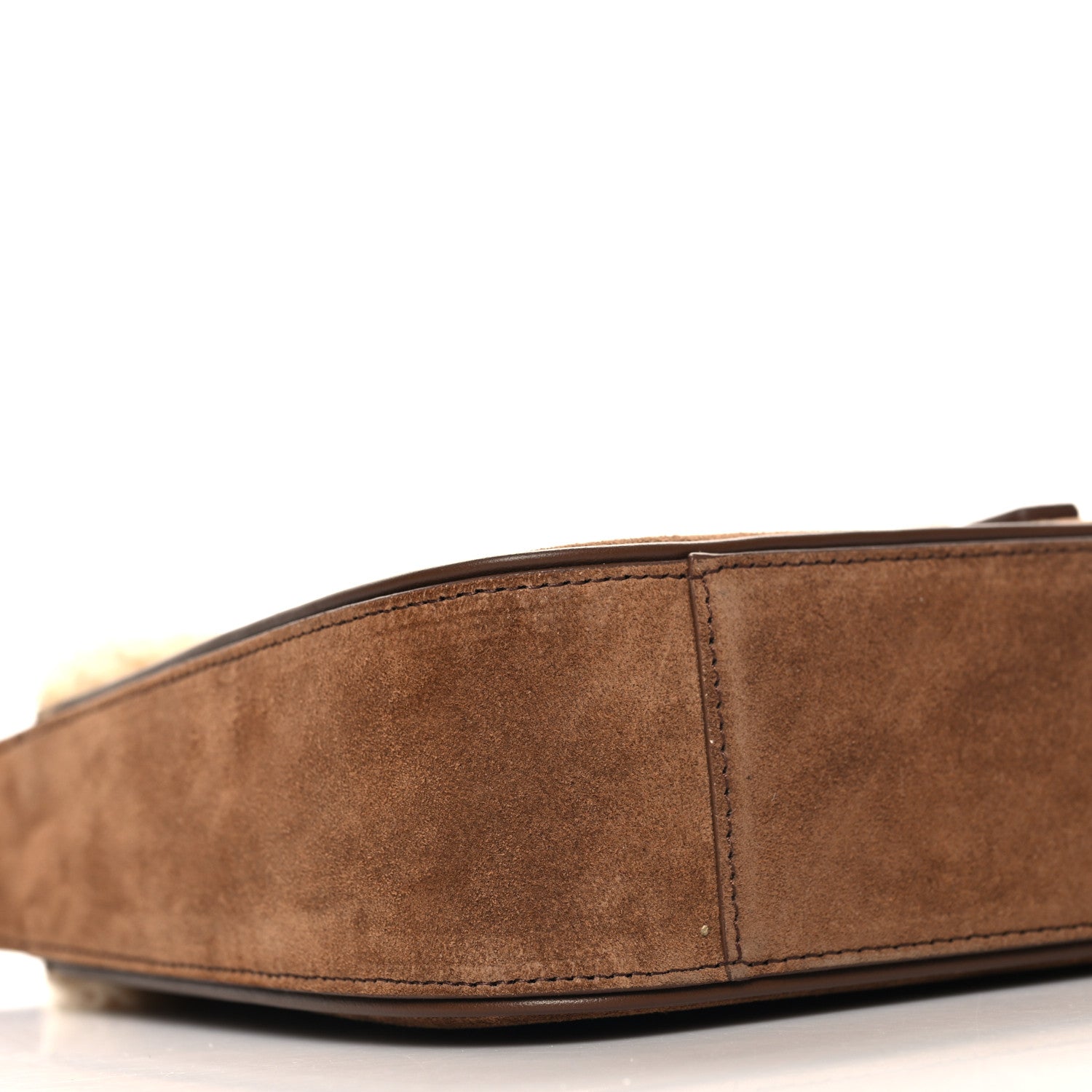 Saint Laurent Suede Calfskin Shearling Le 5 A 7 Hobo Dark Cigar Natural Beige 9 of 11